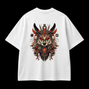 Steampunk Mechanical Wolf Graphic T-Shirt – Optic White Urban Streetwear