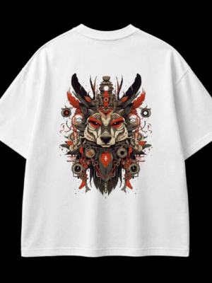Untitled design Steampunk Mechanical Wolf Graphic T-Shirt – Optic White Urban Streetwear