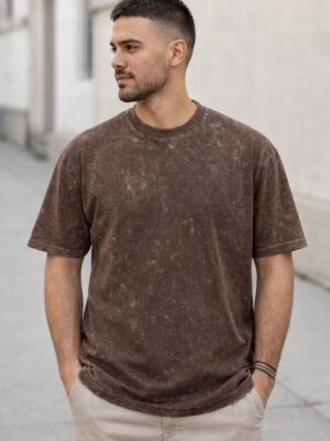 Coffee Brown Acid Wash Oversized T-Shirt