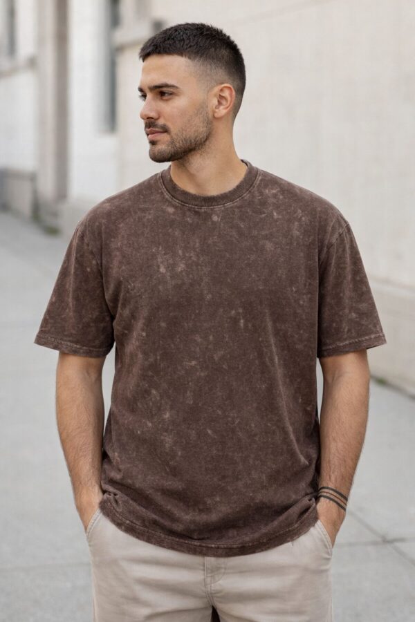 Coffee Brown Acid Wash Oversized T-Shirt