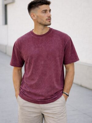Maroon Acid Wash Oversized T-Shirt