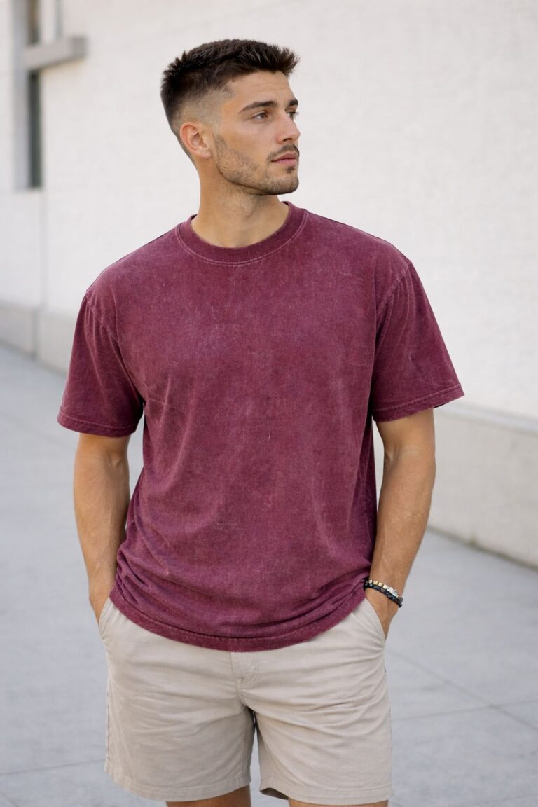 Maroon Acid Wash Oversized T-Shirt