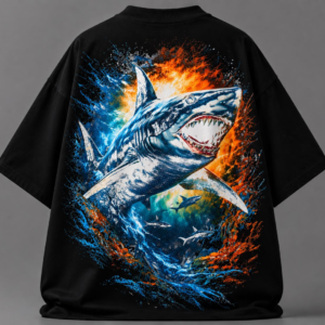 Apex Shark Graphic Oversized T-Shirt for Men | Ocean Predator Streetwear Tee