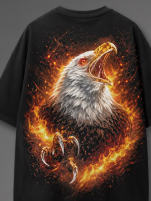 Untitled design (12) Fire Eagle Graphic Oversized T-Shirt for Men | Bold Streetwear Back Print Tee